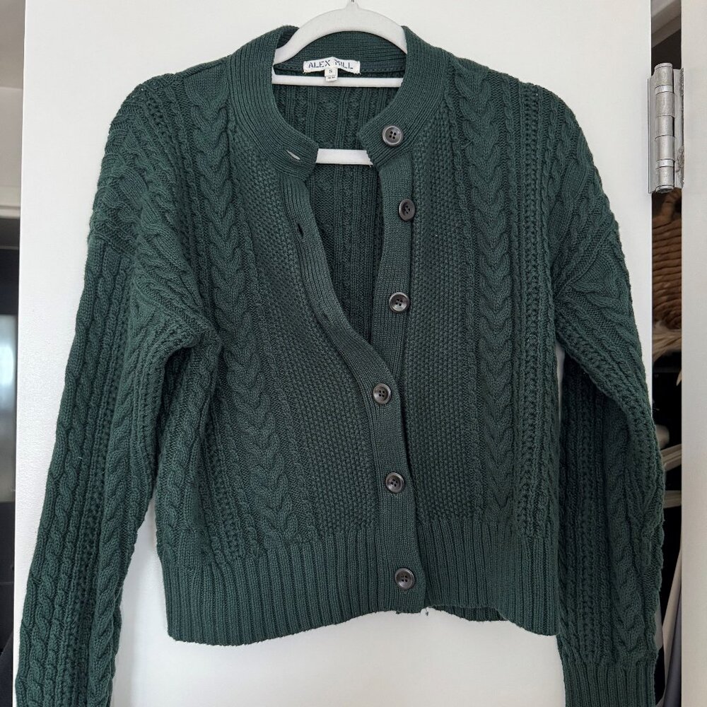 Alex Mill Nico cable-knit cardigan in green